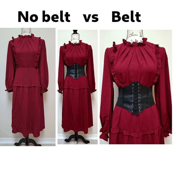 Wide Lace-Up Elastic Waist Tied Black Corset Belt NEW - Picture 10 of 17